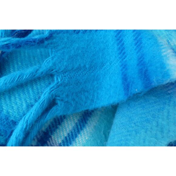 Carnation Hot Cocoa Blue Plaid Throw Blanket 52 x 54" Promo Teal Blue Fringe - Picture 7 of 8